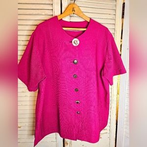 Vintage 90s Handmade Fuchsia Pink Jacket With Novelty Buttons Large/XL